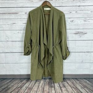 Buckle BKE Jacket Women’s Roll Tab Sleeve Tie Cinch Closure Olive Size M